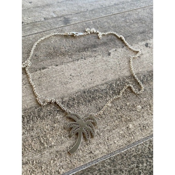Vintage Sterling Silver Necklace Palm Tree RS 925 6.55g - Picture 11 of 12